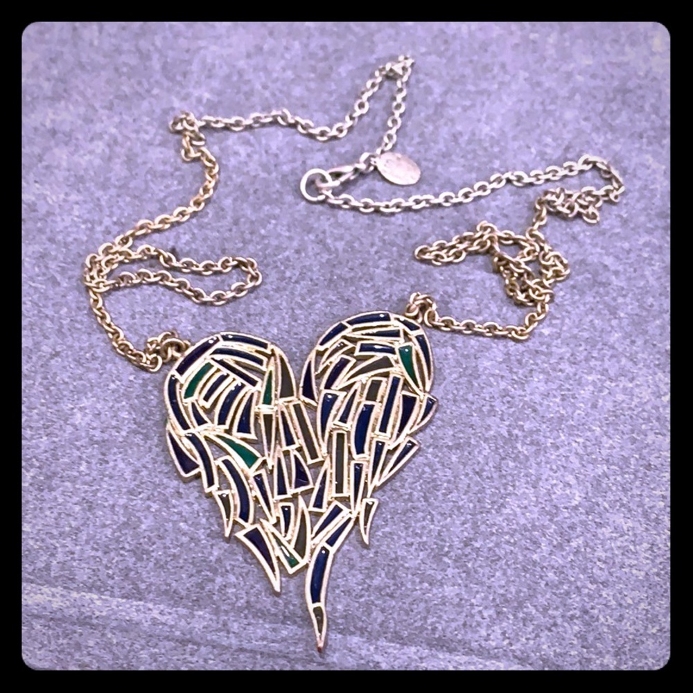 Shi Stained Glass Heart Pendant Necklace
